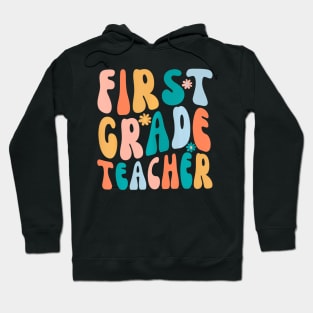 First Grade Teacher Groovy Design 1St Grade Teaching Hoodie